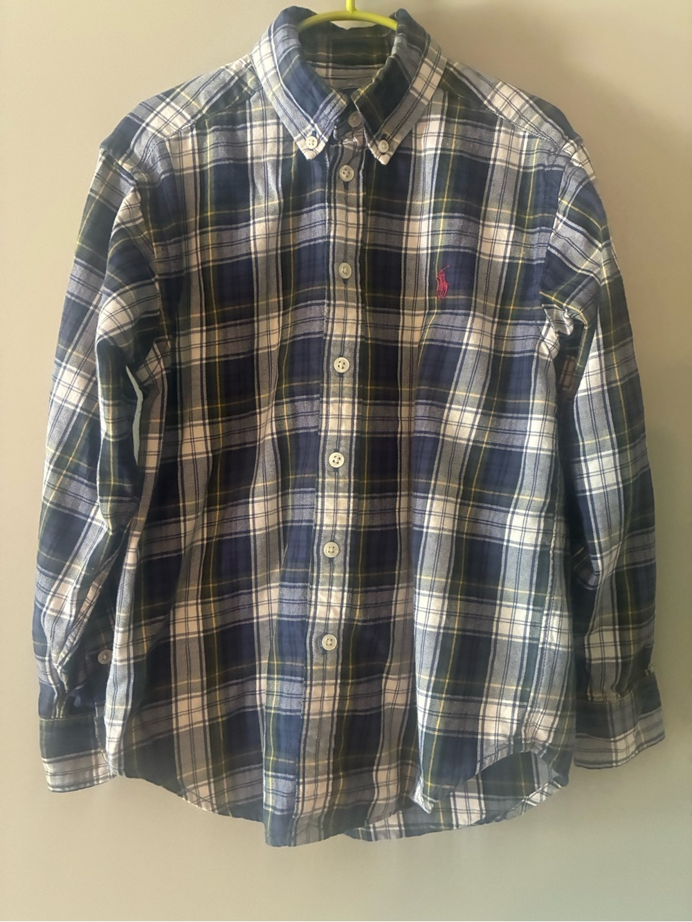 Ralph Lauren Blue and White Plaid Button-Down Shirt